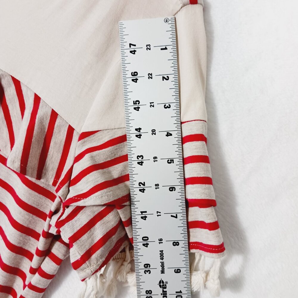 Umgee, Dress, Size Large, Red and Tan Stripes, with Ruffle and Tassel Accents - Picture 14 of 15